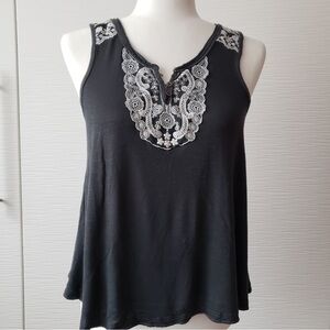 Aeropostale Black Tank Top with White Embroidery